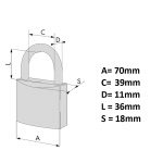 Ορειχάλκινο λουκέτο CISA Locking Line 70mm 21010 - Image 3